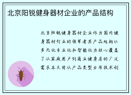 北京阳锐健身器材企业的产品结构